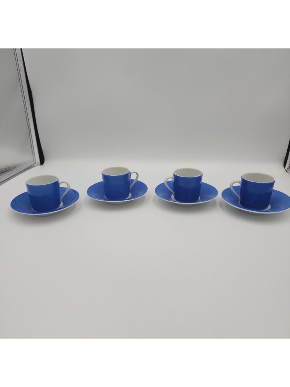 Art Deco-style Vintage Demitasse Cup and Saucer Royal Blue Set of 4 Bavaria